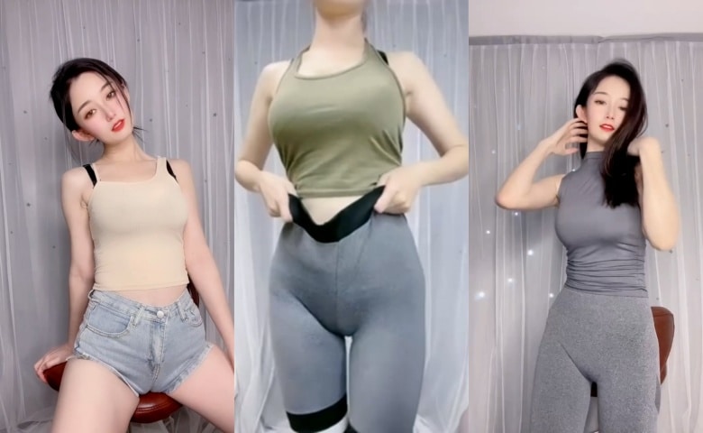 快手主播 – 小爽爽 热舞福利！紧身装 瑜伽裤 皮裤勒缝骆驼指[101V-3.01G]插图