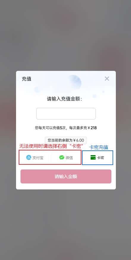 手机端使用【卡密】方式充值插图3 手机端使用【卡密】方式充值插图3